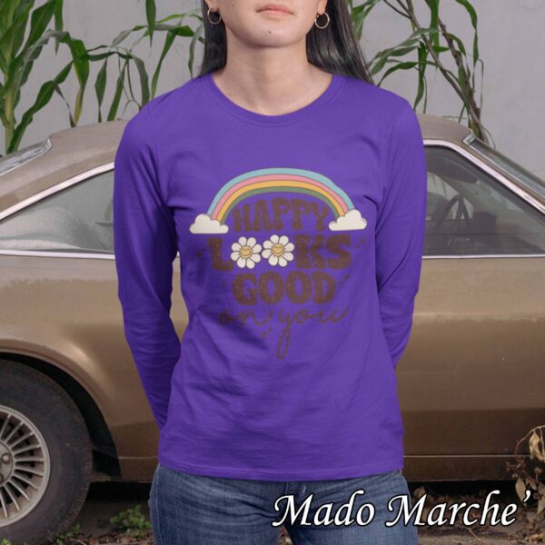 Adult T-shirt Long- Happy Looks good on you - Image 4