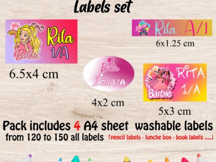 Barbie school labels set