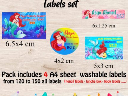 Little Mermaid school labels set