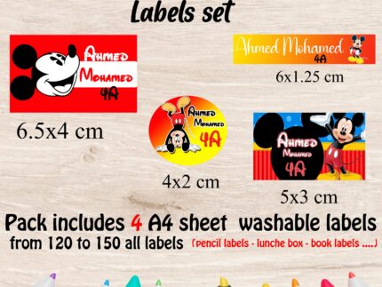 Mickey school labels set