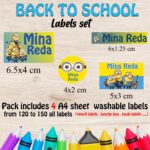 Minions school labels set