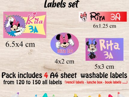 Minnie school labels set