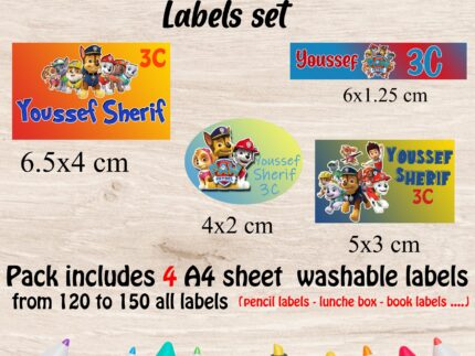 Paw Patrol school labels set