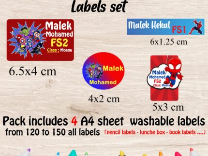 Spiderman school labels set