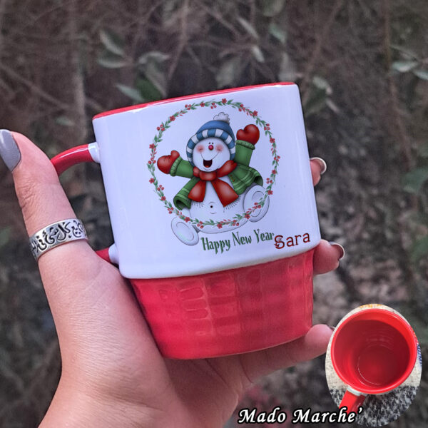 Ribbed Mug- Snowman Happy New Year - Image 1