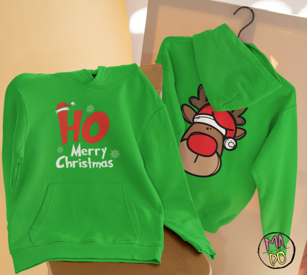 Adult Hoodie - Ho Merry Christmas & deer - Image 1