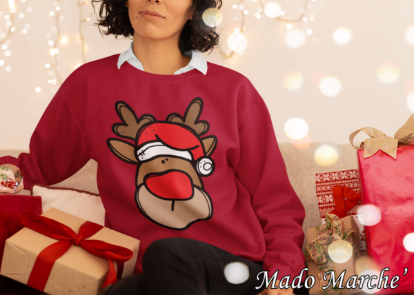 Adult Crewneck - Christmas Deer Face - Image 1