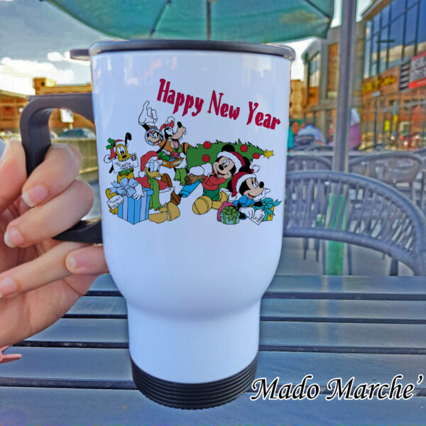 3 Travel Mug -Christmas Mickey Happy New Year - Image 1