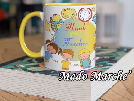 colored mug - Thank you teacher - kids