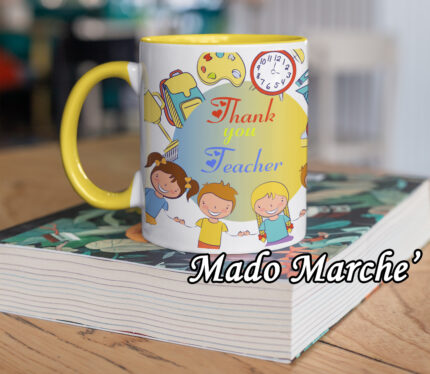 colored mug - Thank you teacher - kids