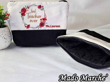 Makeup Bag - Best Teacher Ever Flower
