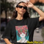 Oversized- Girl Red Flowers