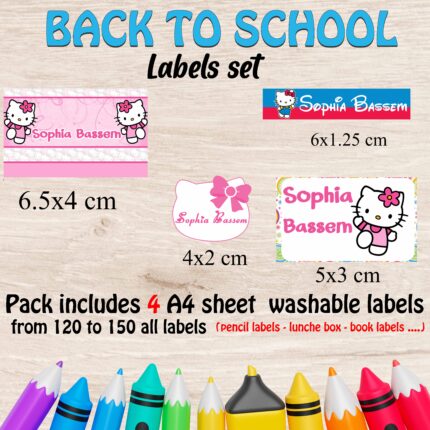 Hello Kitty school labels set