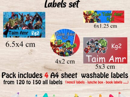 Avengers school labels set