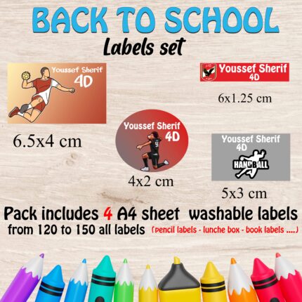 Ball school labels set