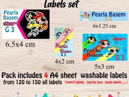 Power Girl school labels set