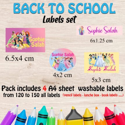 Princess school labels set