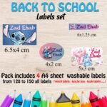 Stitch school labels set
