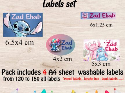 Stitch school labels set