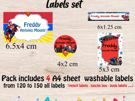 Superman school labels set