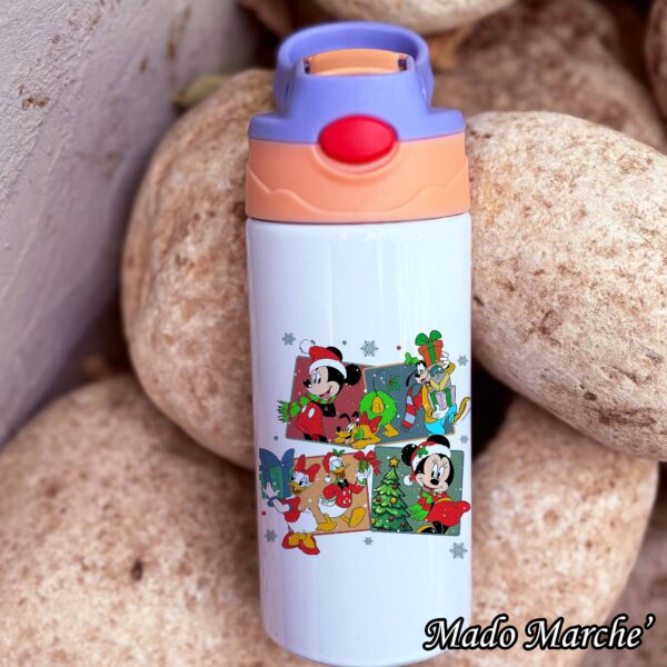 10 Straw Kids Bottle - Christmas Mickey & Donald Duck - Image 1
