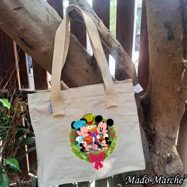 12 Big Tote Bag - Christmas Mickey Circle - Image 1