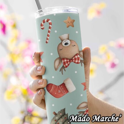 Tumbler Cup - Christmas Socks & Deer Pattern