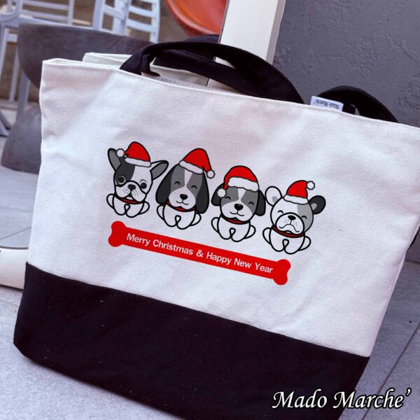 White * Black bag - Christmas Dogs - Image 1