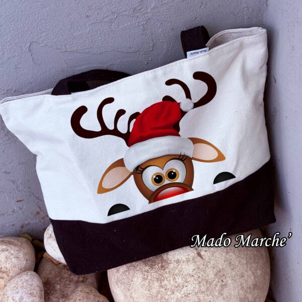 White * Black bag - Christmas Deer - Image 1