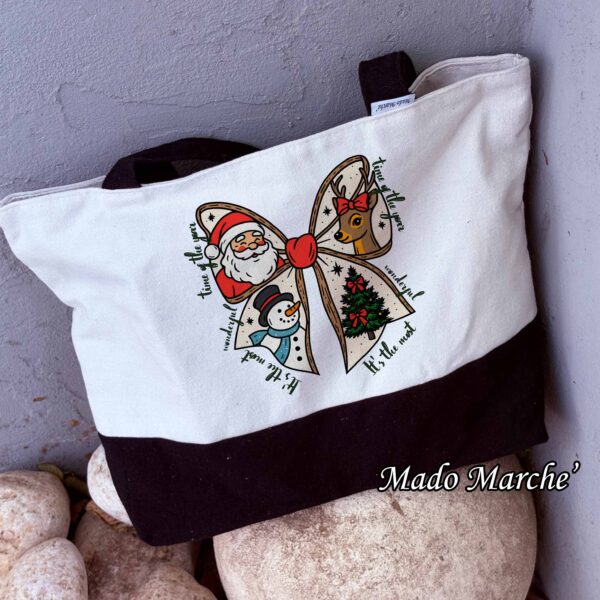 7 White * Black bag - Christmas Bow - Image 1