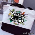 White * Black bag - Super Teacher Flower