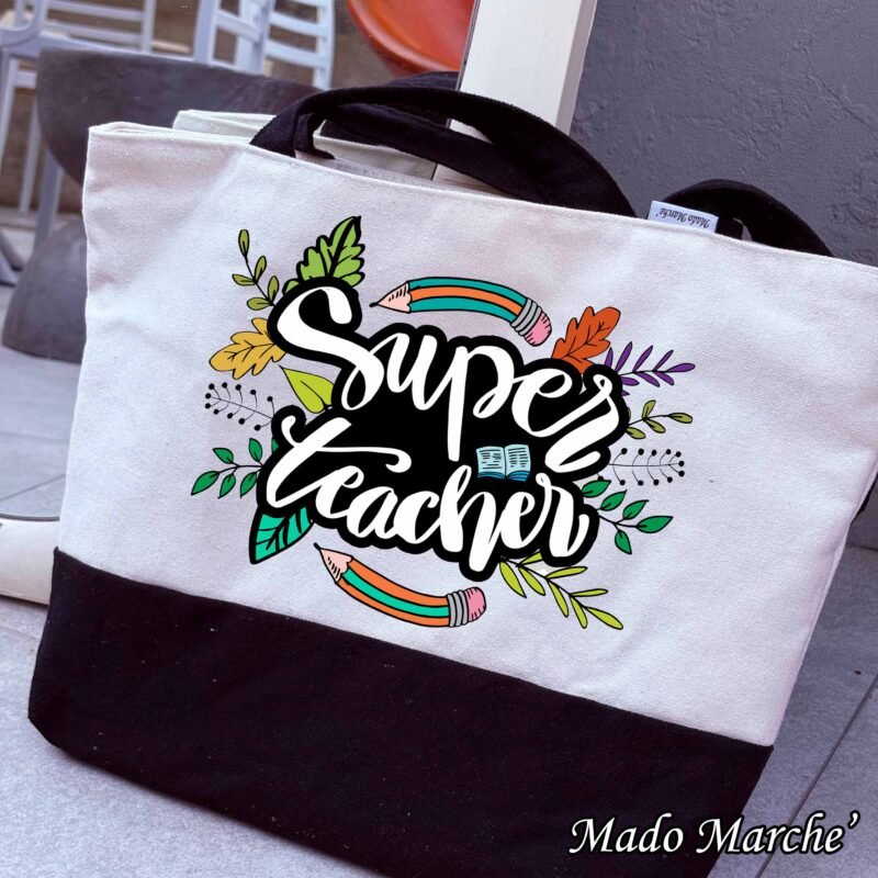 White * Black bag - Super Teacher Flower (Copy)